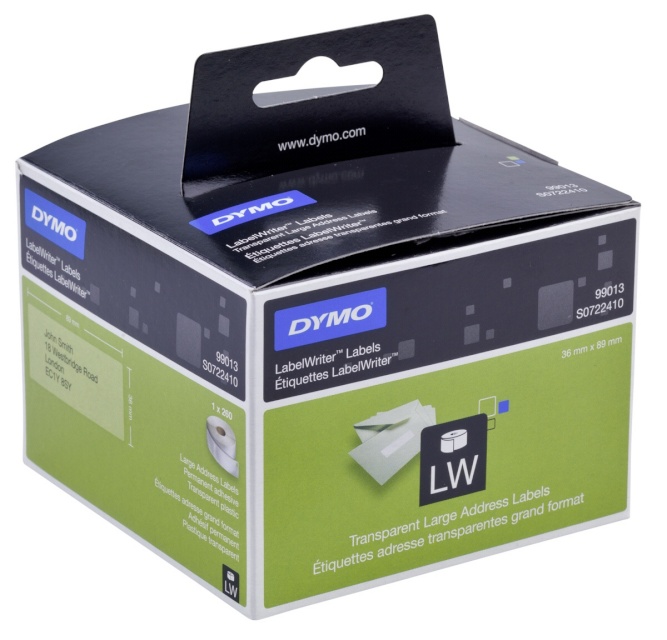 Dymo etikett Adress-Labels big 99013 36 x 89mm transp. 260tk