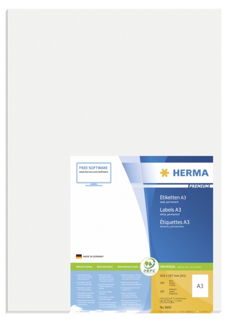 Herma etikett Labels A3 420X297 100 Sheets DIN A3 100tk 8692