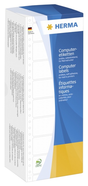 Herma etikett Copmuter Labels 101,6x48,4 3000tk w. sprocket holes 8113