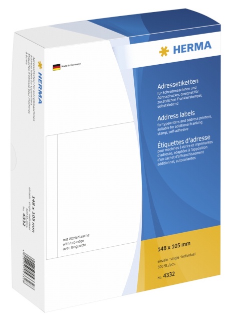 Herma etikett single Address Labels 4332 500tk 148x105