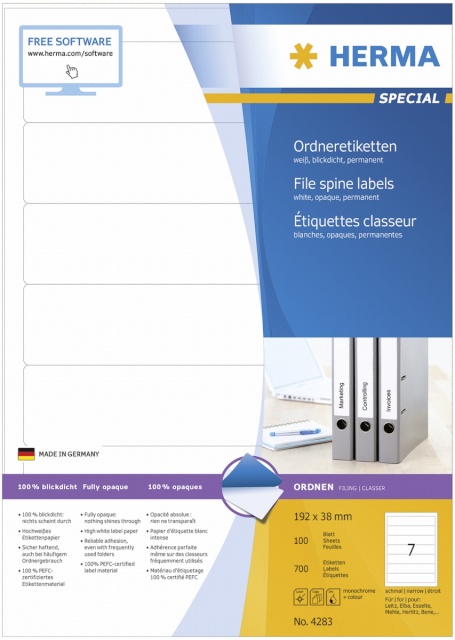 Herma etikett File Spine Labels 192X38 100 Sheets DIN A4 700tk 4283