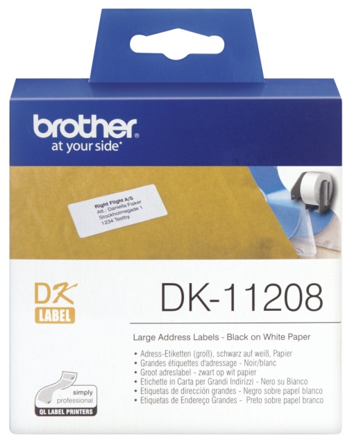 Brother etiketid DK-11208 Large Address Labels White, DK, 38mm x 90mm