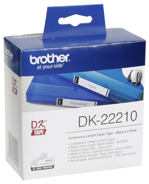 Brother etikett DK-22210 Continuous Length Paper Tape DK 2,9cmx30,5m valge