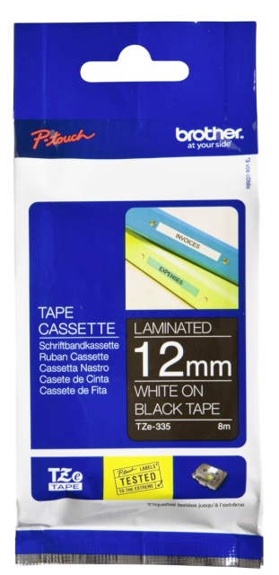 Brother TZe-335 Laminated Tape White on Black, TZe, 8 m, 1.2 cm