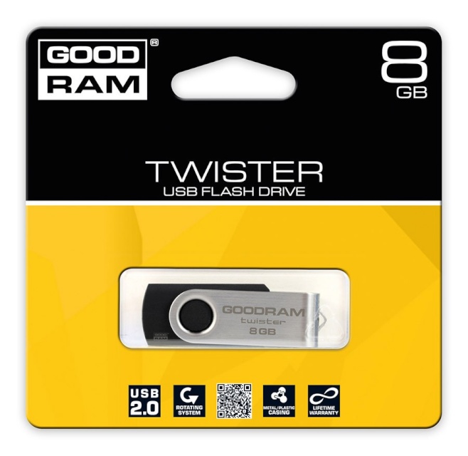 GOODRAM mälupulk TWISTER 8GB must USB2.0