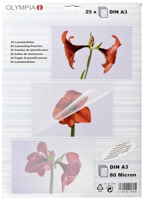 Olympia lamineerimiskile 1x25 Laminating Pouch DIN A3 80 micron 9180