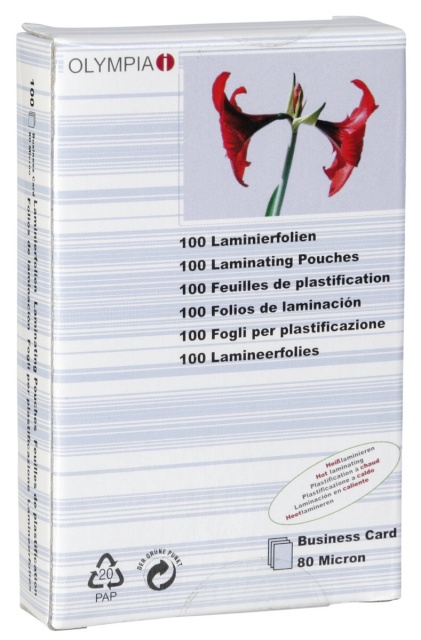 Olympia lamineerimiskile 1x100 Laminating Pouch Business Cards 80 micron 9169