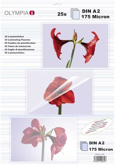 Olympia lamineerimiskile 1x25 Laminating Pouch DIN A2 175 micron 9184