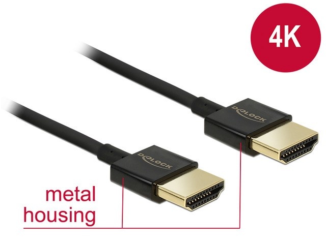 Delock videokaabel HDMI 4K 3D Ethernet 0.255m