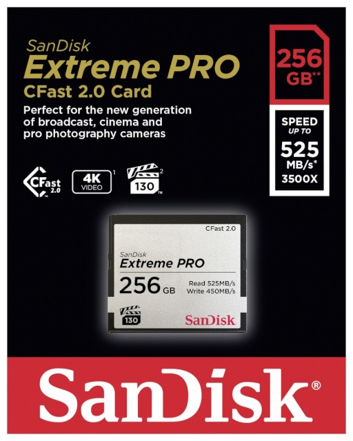 SanDisk mälukaart CFast 2.0 VPG130 256GB Extreme Pro