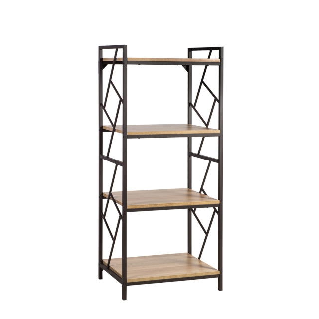 Riiul STUDY 4-ne, 60x40xH139,5cm, materjal: melamiinplaat, värvus: tamm, terasraam, värvus: pruun