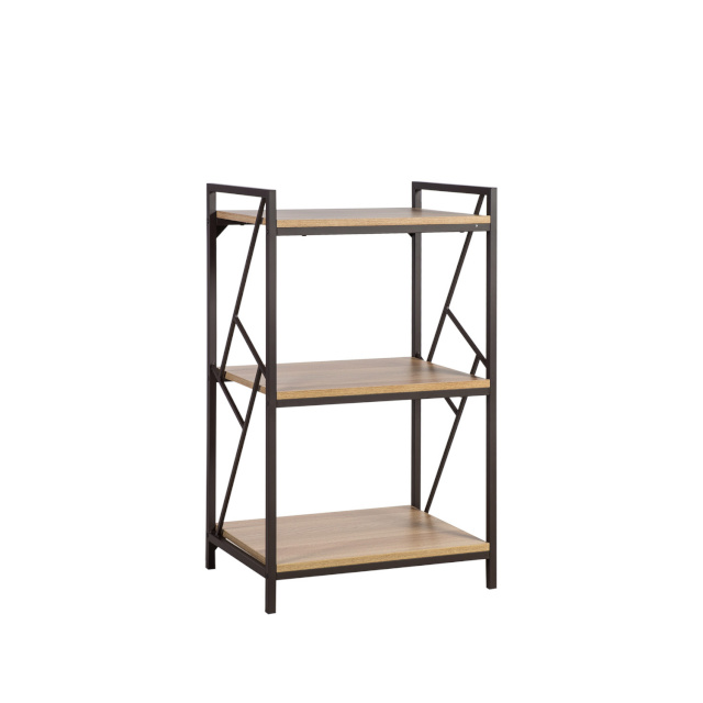 Riiul STUDY 3-ne, 60x40xH99cm, materjal: melamiinplaat, värvus: tamm, terasraam, värvus: pruun