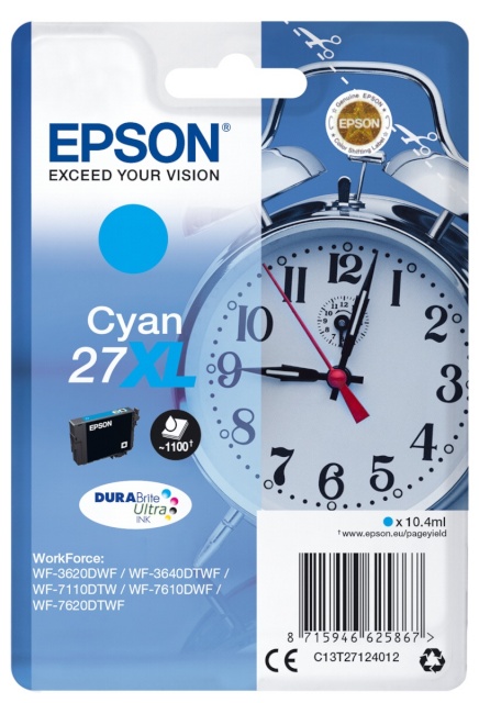 Epson tindikassett DURABrite Ultra Ink 27 XL (T 2712) tsüaan 
