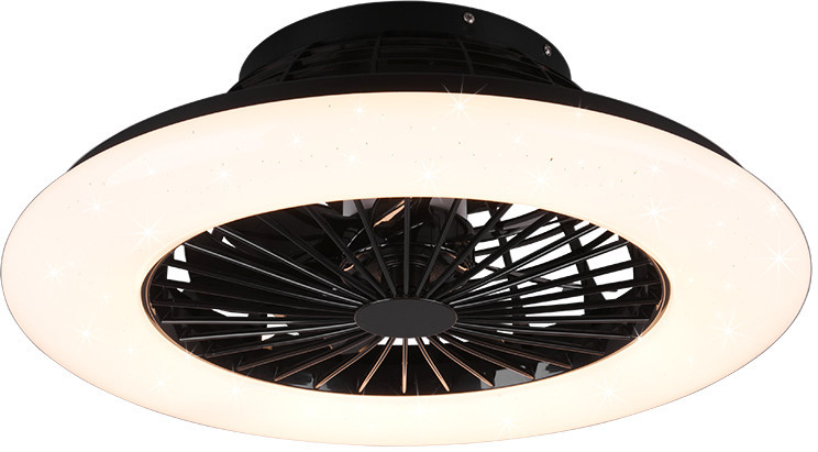 Trio Stralsund LED ventilaatortuli 50cm, 30 W, mattmust