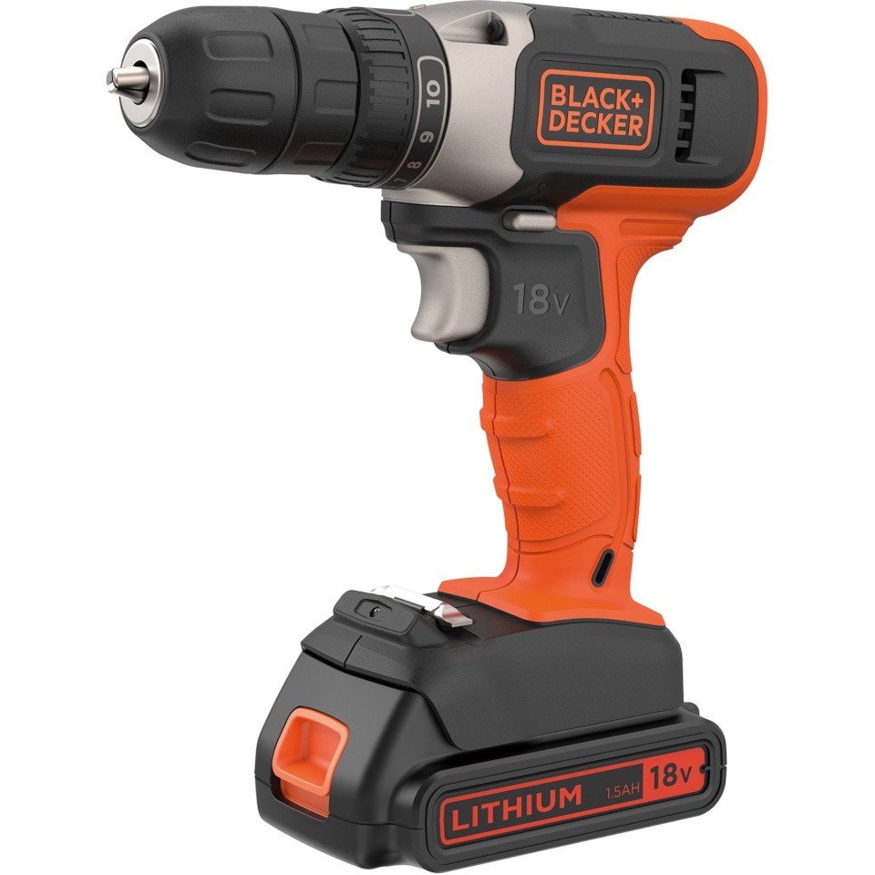 Black+Decker akutrell BCD001C1 Cordless Drill/Driver, 18V, oranž/must