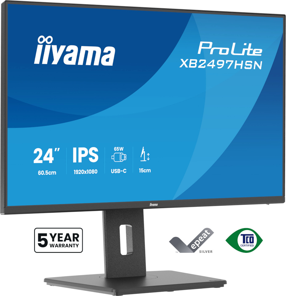 iiyama monitor 60.5cm (24") XB2497HSN-B1 16:10 HDMI+DP+USB-C IPS