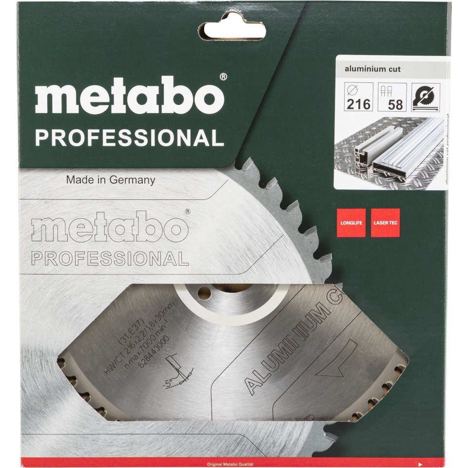 Metabo saeketas Aluminium Cut Professional 216x30 5 8FZ/TZ -5°