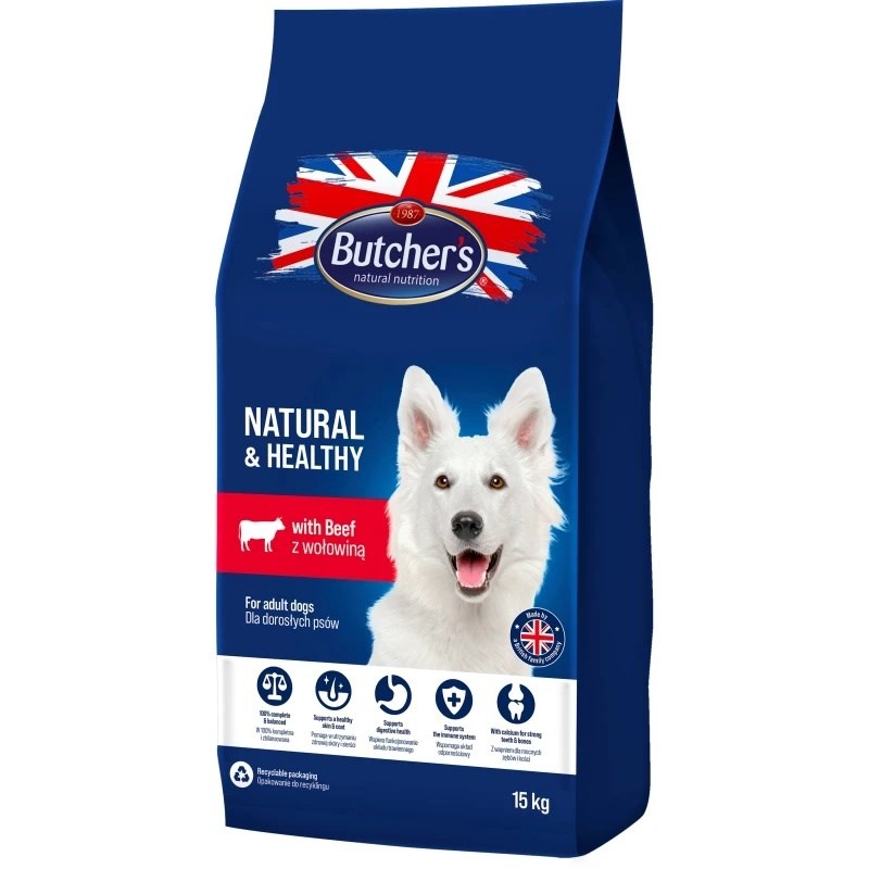 Butcher's kuivtoit koerale Natural & Healthy Dog with Beef, 15kg