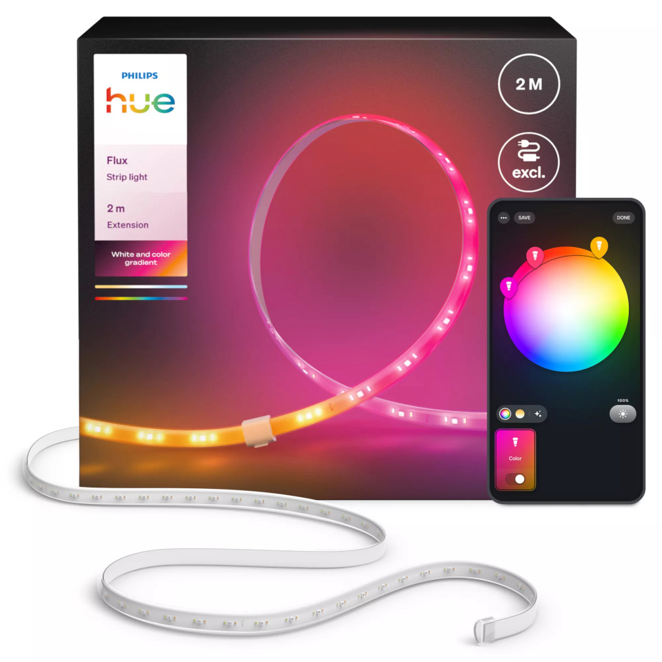 Philips Hue Flux strip light extension, 2m 19.5Wmulticolour light Bluetooth, Zigbee