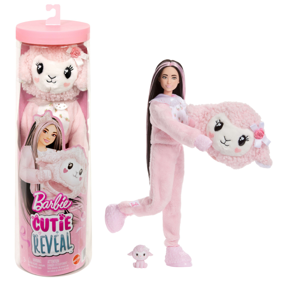 Barbie nukk Cutie Reveal Sweet Bows, roosa lammas
