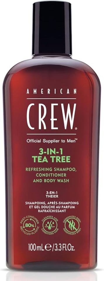 American Crew šampoon 3-IN-1 Tea Tree 100ml, meestele