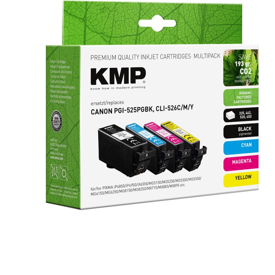 KMP tindikassett KMP Multipack replaces Canon PGI-525/CLI-526 C/M/Y