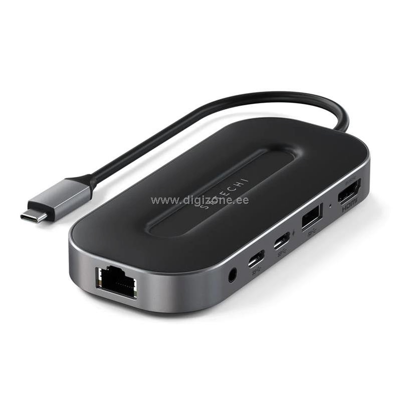 Satechi USB jagaja USB-C Multiport USB4 + 2.5G Ethernet, must/hall