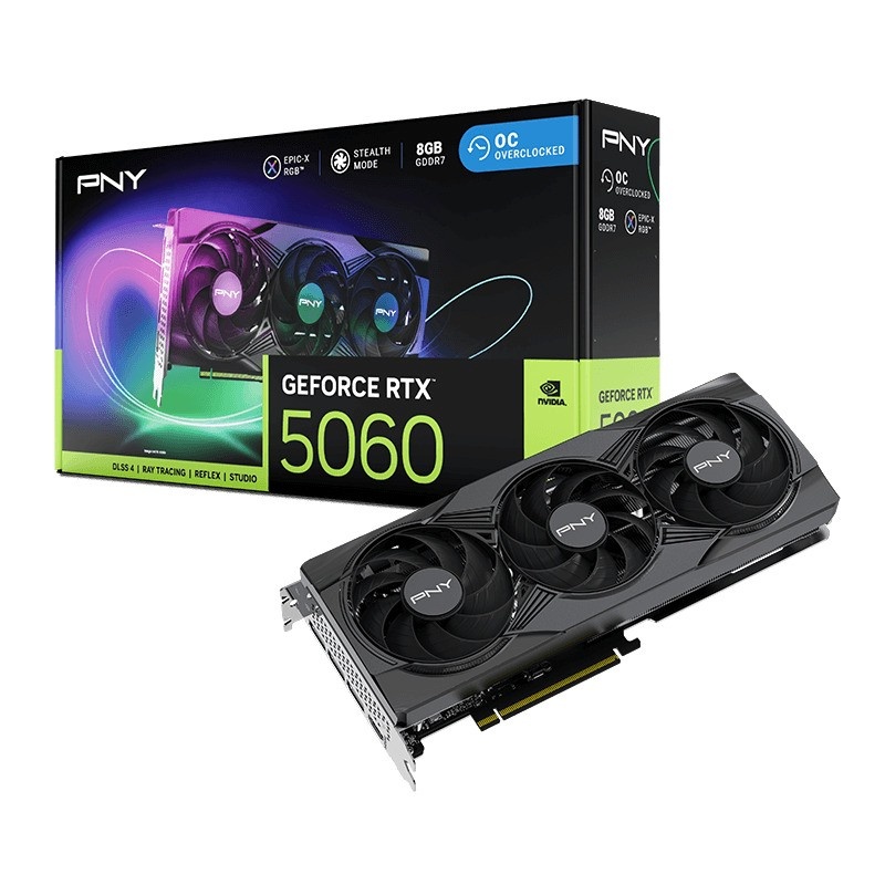 PNY videokaart PNY RTX5060 VERTO OC Triple Fan 8GB GDDR7 HDMI 3x DP