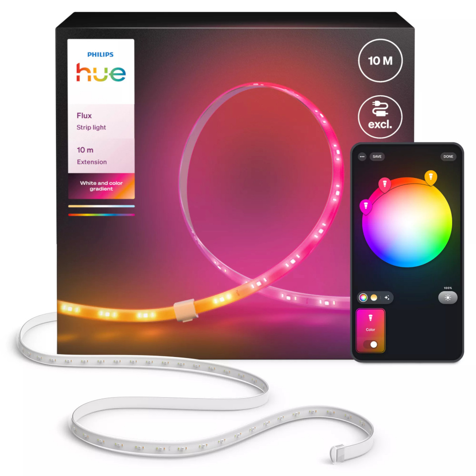 Philips Hue Flux strip light extension, 10m 60W Bluetooth, Zigbee