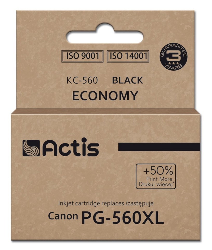 ACTIS tindikassett KC-560 Canon Printer Ink, PG-560XL, Supreme, 22ml, black. Prints 50% more than the OEM.