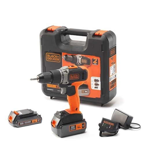 Black+Decker akutrell BCD003MEM2K-QW Cordless Impact Drill, 18V, oranž/must