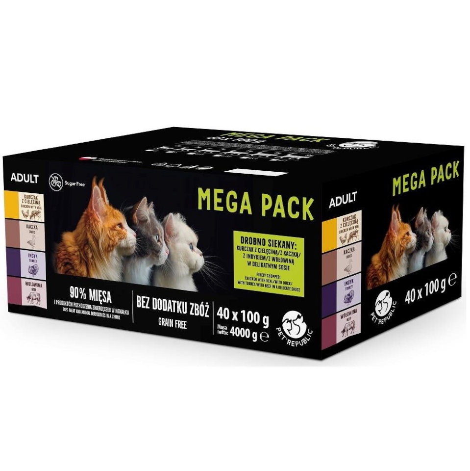 Petrepublic kassitoit Mega Pack Chicken with Veal, Duck, Turkey, Beef, 40x100g