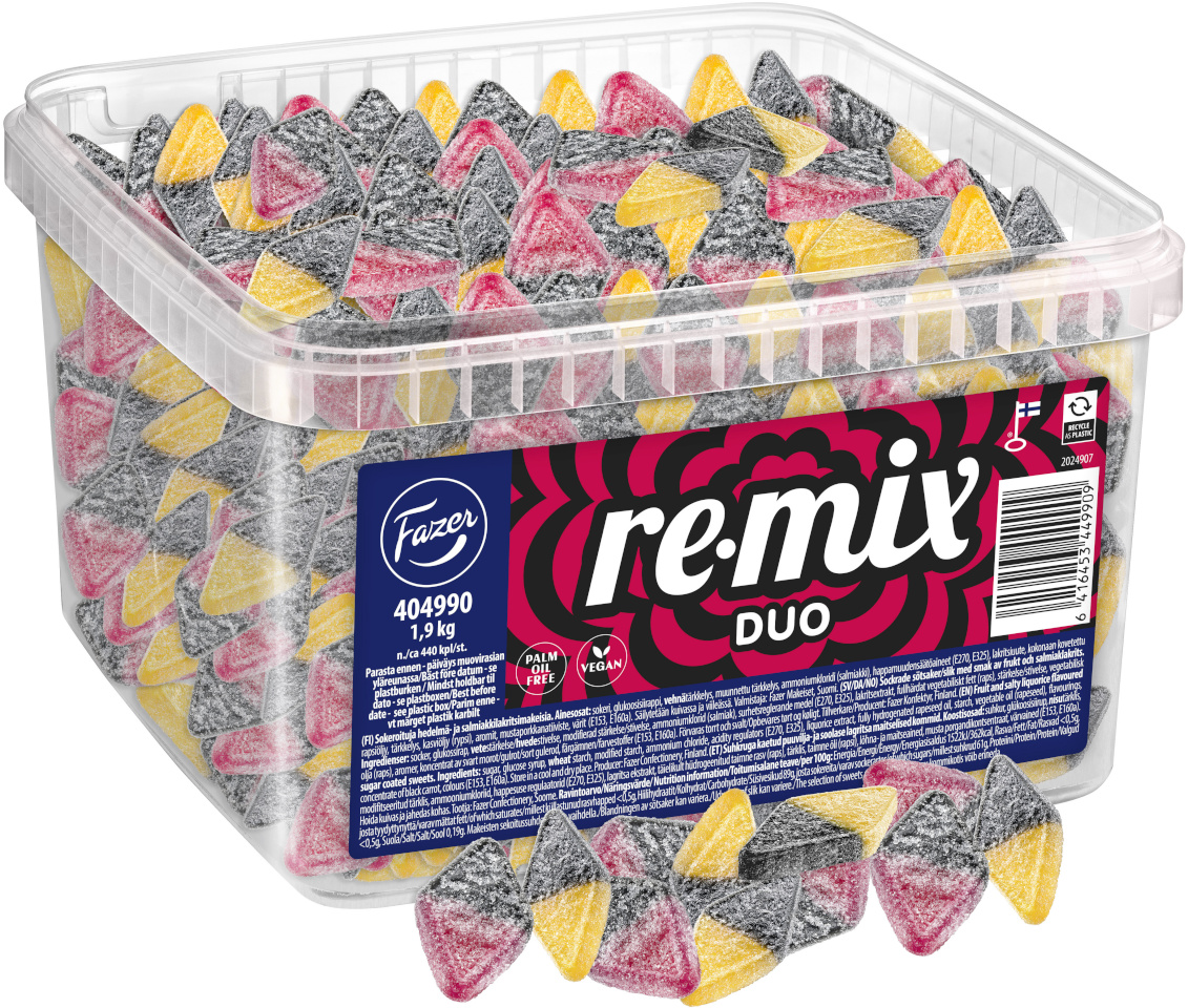 Fazer lahtised maiustused Remix Duo Fruit-Salmiakki P&M Loose Candy, 1,9kg