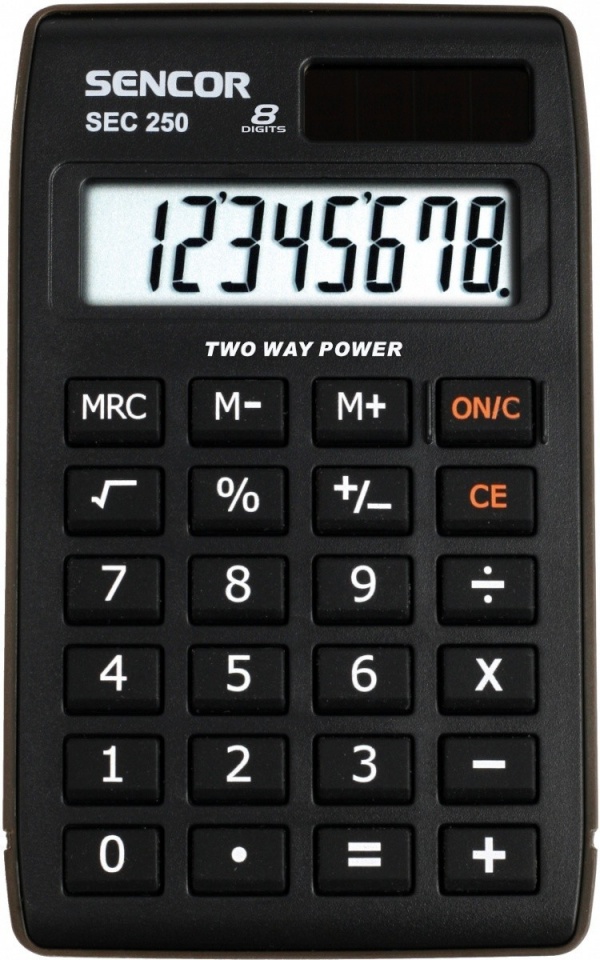 Sencor kalkulaator SEC 250 Dual Power, must
