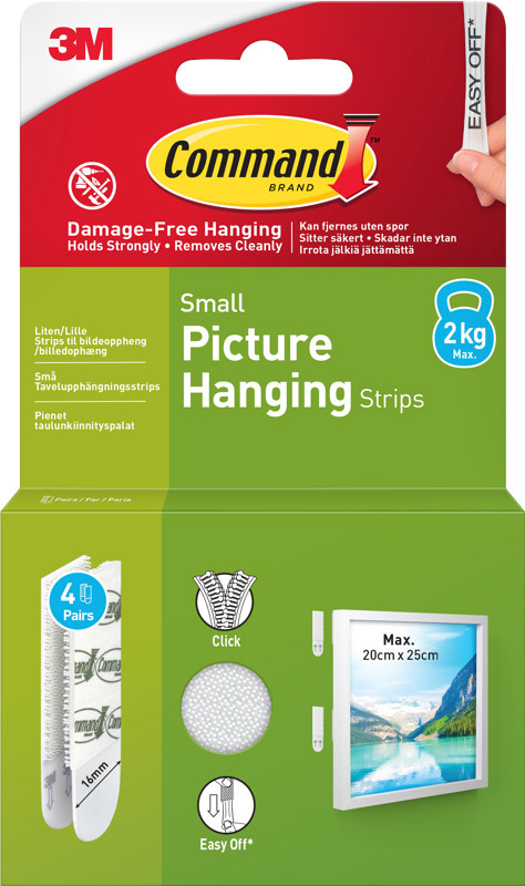 3M pildiriputusribad Command Strips Small 4tk, valge