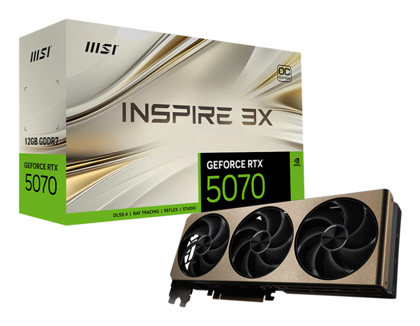 MSI videokaart GeForce RTX 5070 12G INSPIRE 3X OC | NVIDIA | 12GB | GeForce RTX 5070 | GDDR7 | HDMI ports quantity 1 | PCI Express Gen 5