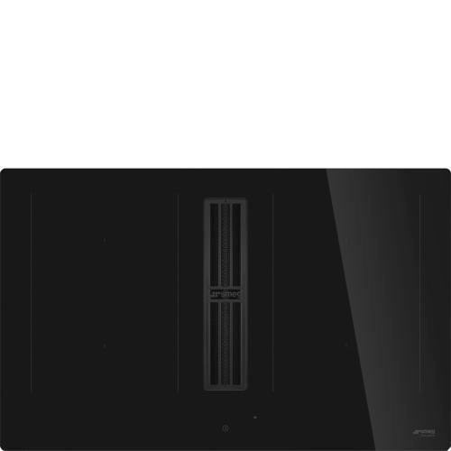 SMEG Õhupuhastiga pliidiplaat , 4 x induktsioon, 83 cm, 630 m3/h, 65 dB, lõigatud serv, must