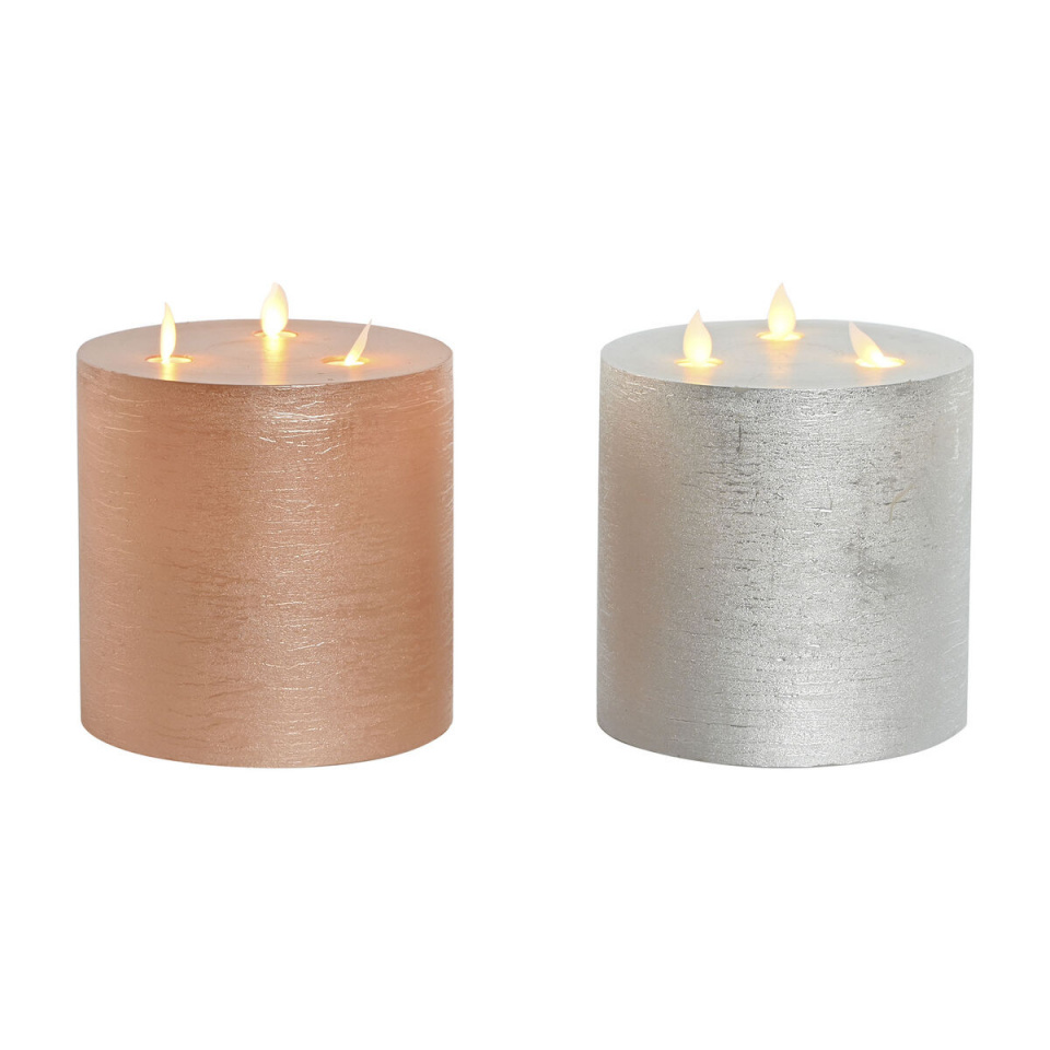 DKD Home Decor LED Küünal kuldne Hõbedane 15x15x15cm (AA) (2tk)