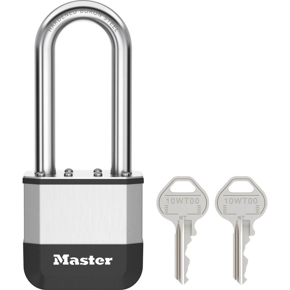 Master Lock tabalukk Elite™ Heavy Duty Lock with Hardened Boron Steel Shackle, 52mm, must/hõbedane