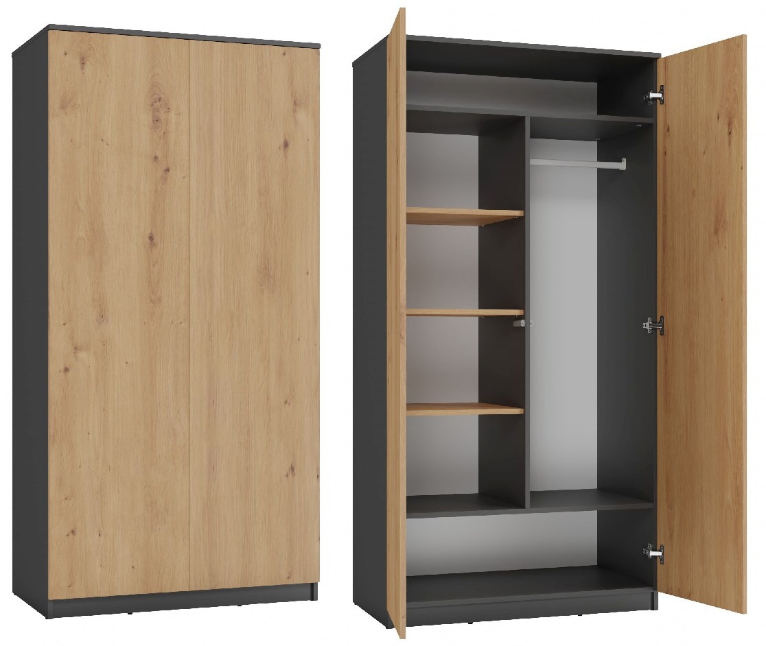 Top E Shop riidekapp SD-90 ANT/ART KPL bedroom wardrobe/closet 7 shelves 2 doors
