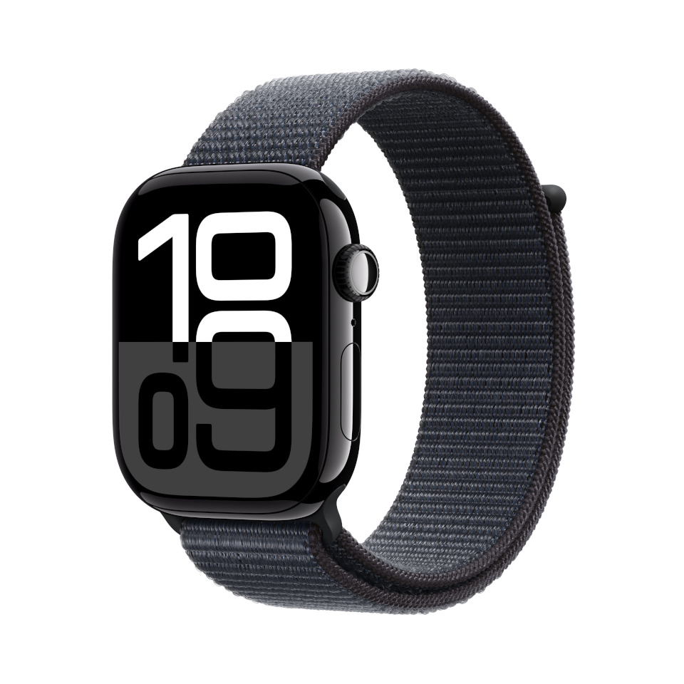 Apple Watch Series 10 (GPS) 46mm peegelmust alumiiniumkorpus tindiga Sport Loopiga (MWWR3)