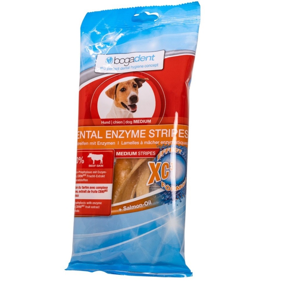 Bogar maius koerale Bogadent Dental Enzyme Stripes Medium Beef, 100g