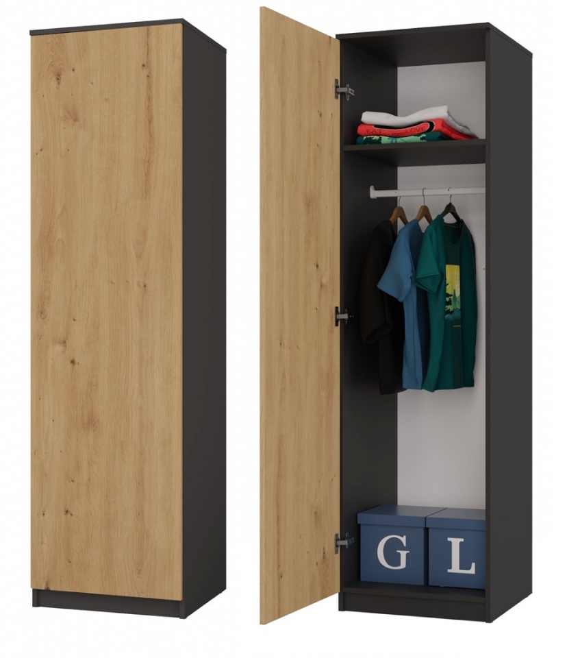 Top E Shop riidekapp SD-50 ANT/ART KPL bedroom wardrobe/closet 5 shelves 1 door