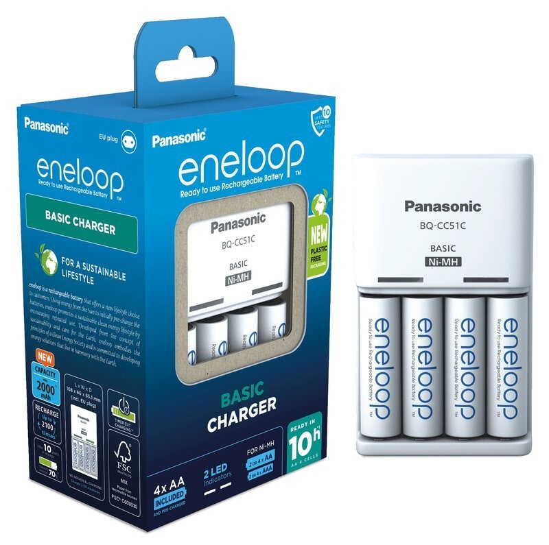 Panasonic laadija Eneloop BQ-CC51 + 4x2000mAh AA