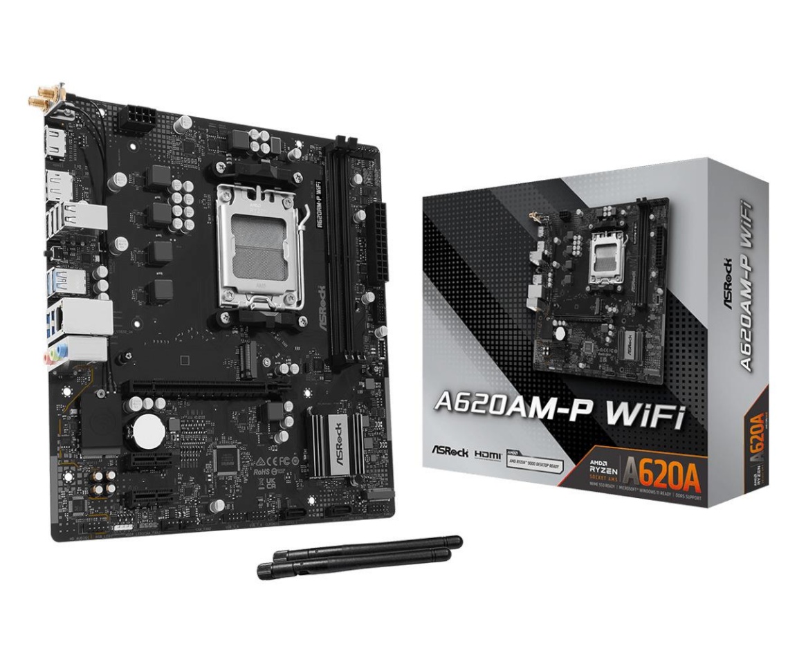 Asrock emaplaat AMD A620a socket Am5 micro ATX ram Ddr5-sdram 2xslots wi-fi Yes bluetooth Yes 1xnumber Of M.2 (m) Slots a620am-pwifi