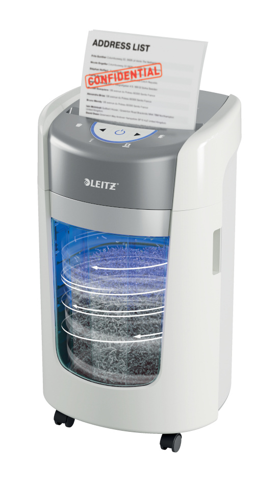 LEITZ paberipurustaja IQ OptiMax Home Office 225 Micro Cut Paper Shredder Security P5 15L - valge