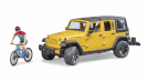 BRUDER Jeep Wrangler Rubicon Unlimited, 1 maastikuratas ja jalgrattur, 02543