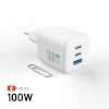 Fixed GaN Network Charger Mini with 2xUSB-C and USB output, PD support, 100 W, valge | FIXCG100M-2C1A-WH