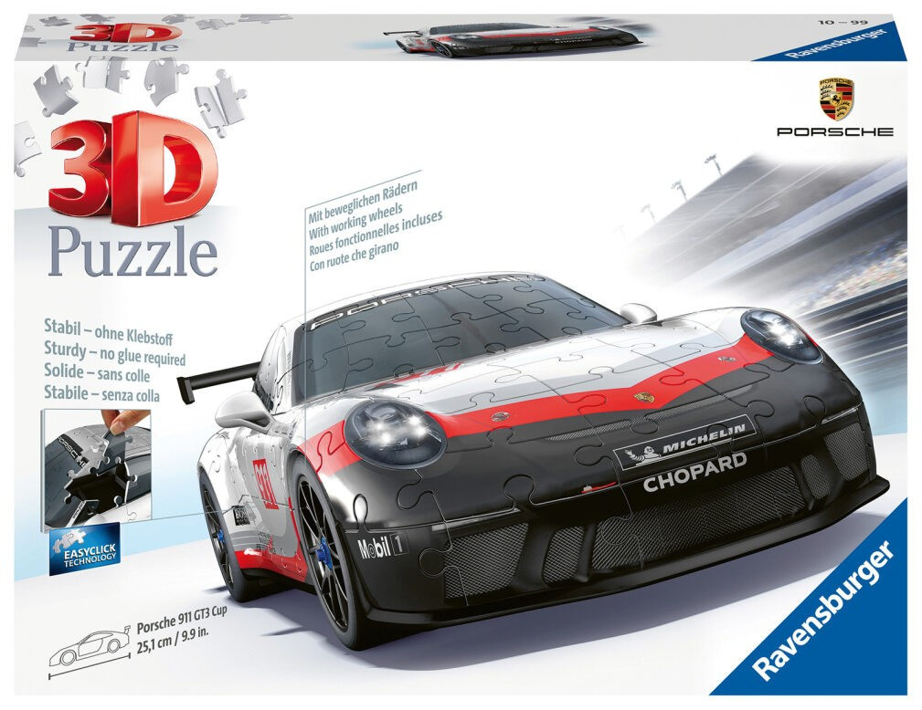 Ravensburger pusle 3D Puzzle Porsche 911 GT3 Cup (108-osaline)