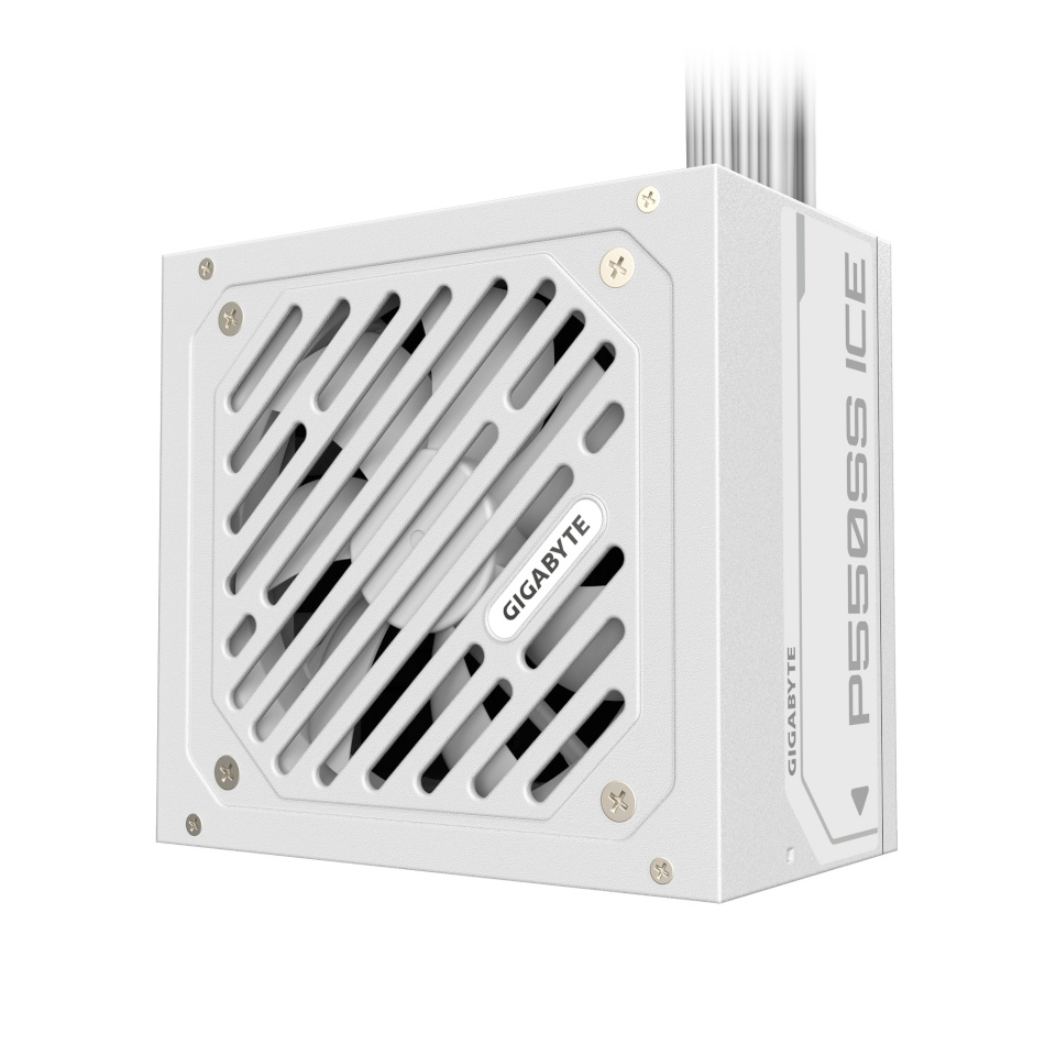 GIGABYTE toiteplokk P550SS ICE Power Supply - PCIe 5.0, 80 PLUS hõbedane, 120mm Fan, ATX 3.0 compatible, EU Plug